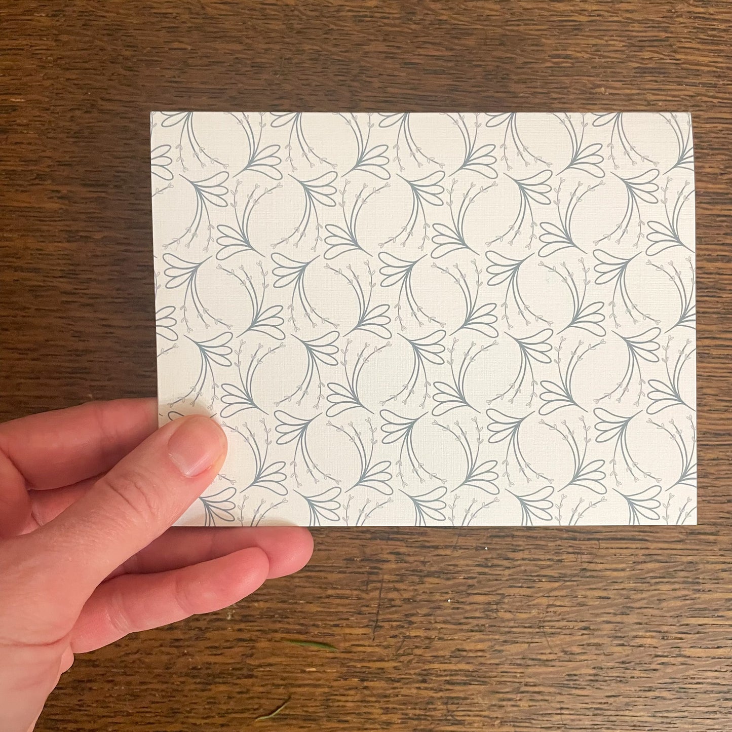 Photo of greeting card being held in hand.