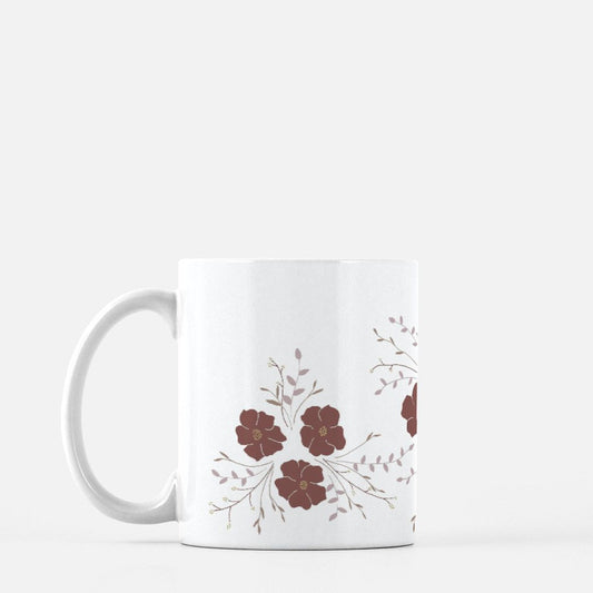 Coffee Mug with Hand Drawn Florals
